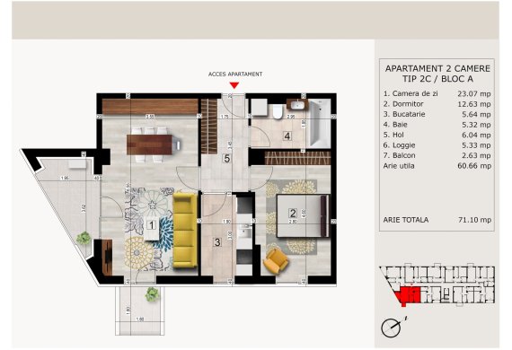 Apartament 2 Camere - 2C TIP 2C