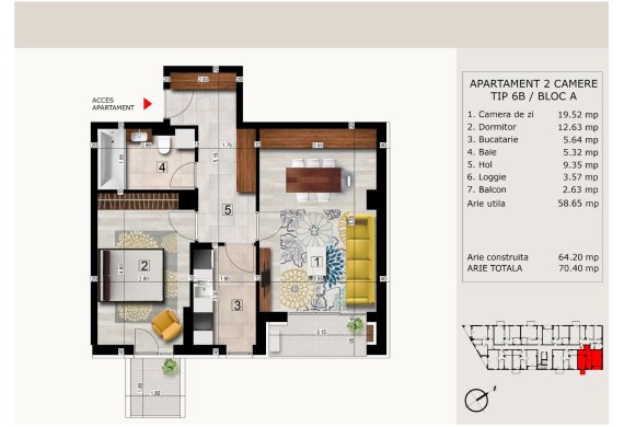 Apartament 2 Camere - 2C TIP 6B