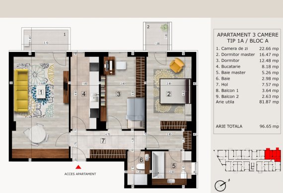 Apartament 3 Camere - 3C TIP 1A