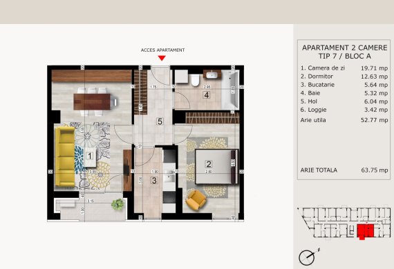 Apartament 2 Camere - 2C TIP 7